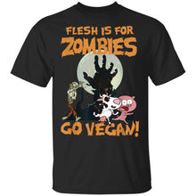 Load image into Gallery viewer, Flesh Is For Zombies Go Vegan Halloween T-Shirt