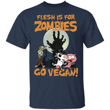 Load image into Gallery viewer, Flesh Is For Zombies Go Vegan Halloween T-Shirt